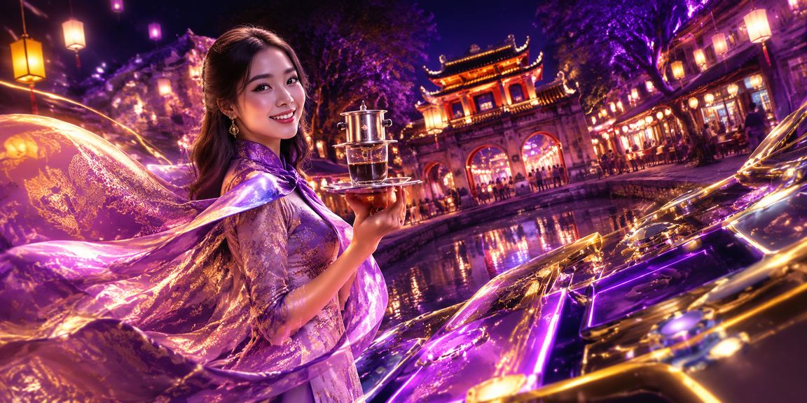 Người dùng Hà Nội trong trang phục áo dài trải nghiệm casino và giải trí trực tuyến ban đêm
