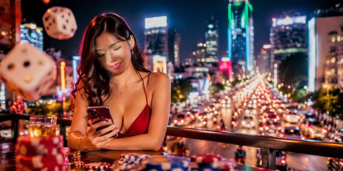 Xúc xắc tài xỉu phát sáng neon tại TP.HCM, biểu tượng của trò chơi casino trực tuyến Việt Nam