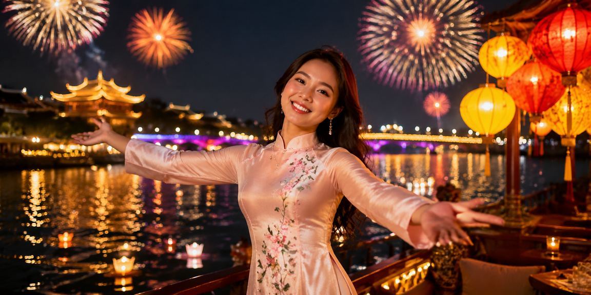 Đêm phố đèn lồng Hội An với người dùng theo dõi kèo thể thao trên điện thoại tại quán cà phê