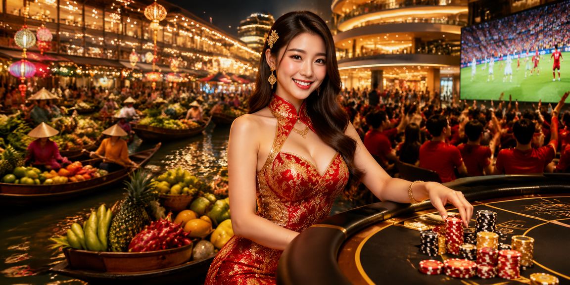 Lễ hội cá cược sôi động tại vùng Mekong Việt Nam với ánh đèn rực rỡ và màn hình kèo trực tuyến